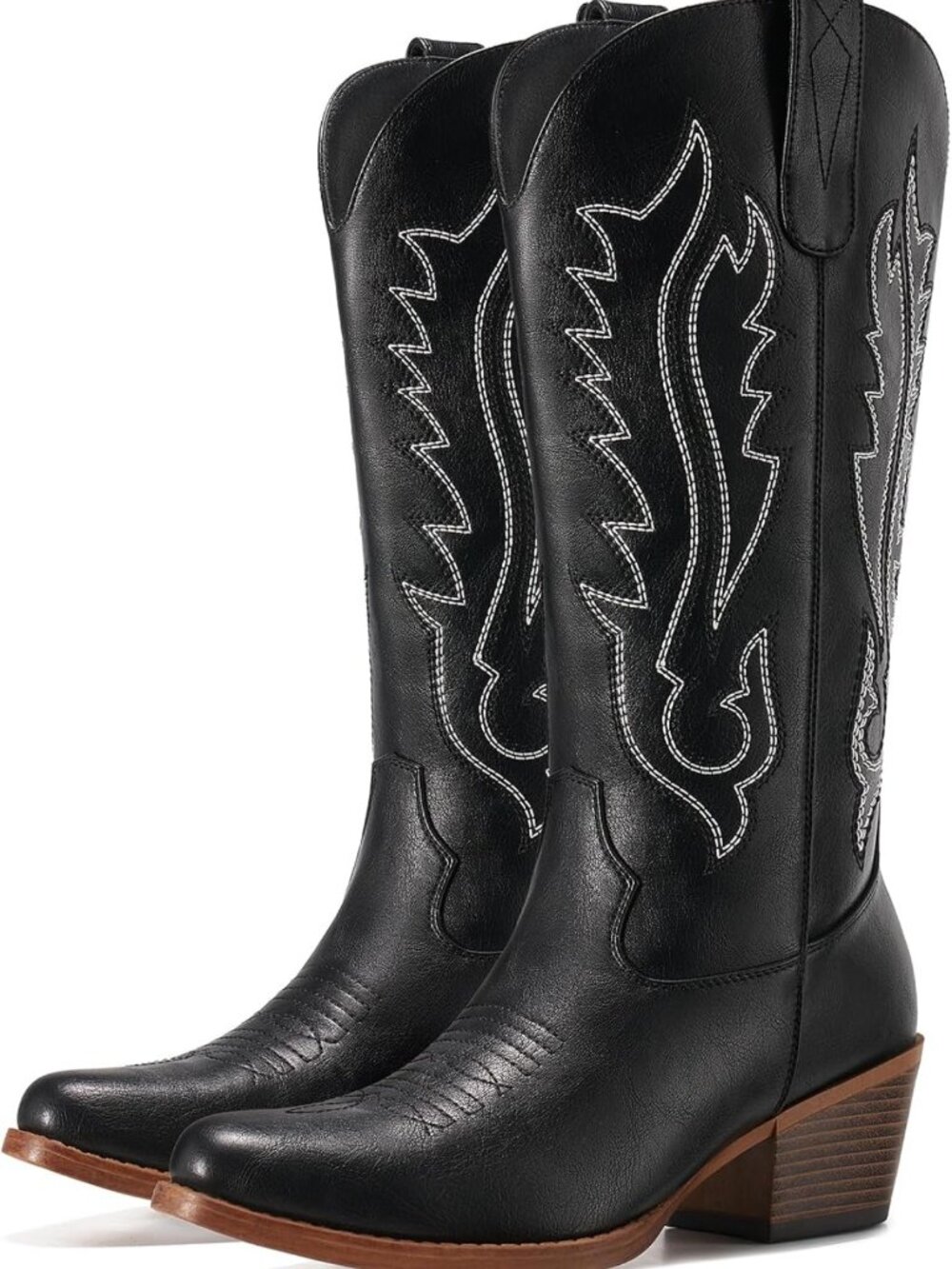 Stylish Mid Calf Western Cowgirl Boots for Women - Chunky Heel Cowboy Boots